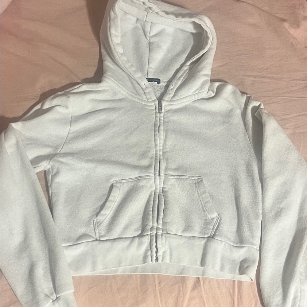 Cropped Brandy Melville White Hooded Jacket